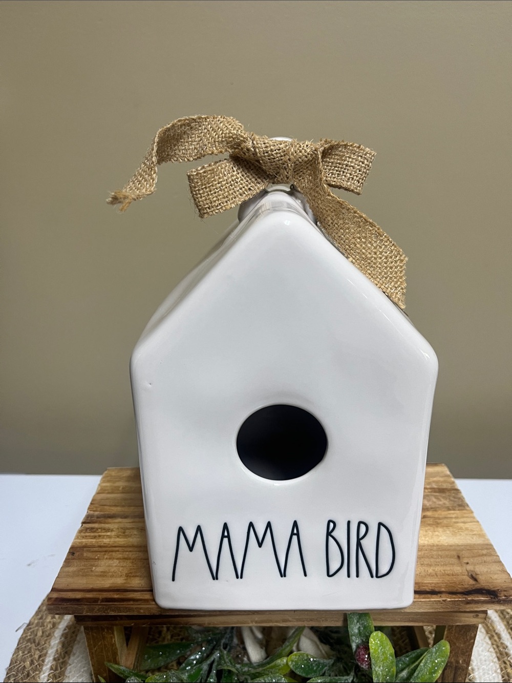 Rae Dunn “Mama Bird” Ceramic Birdhouse in good condition